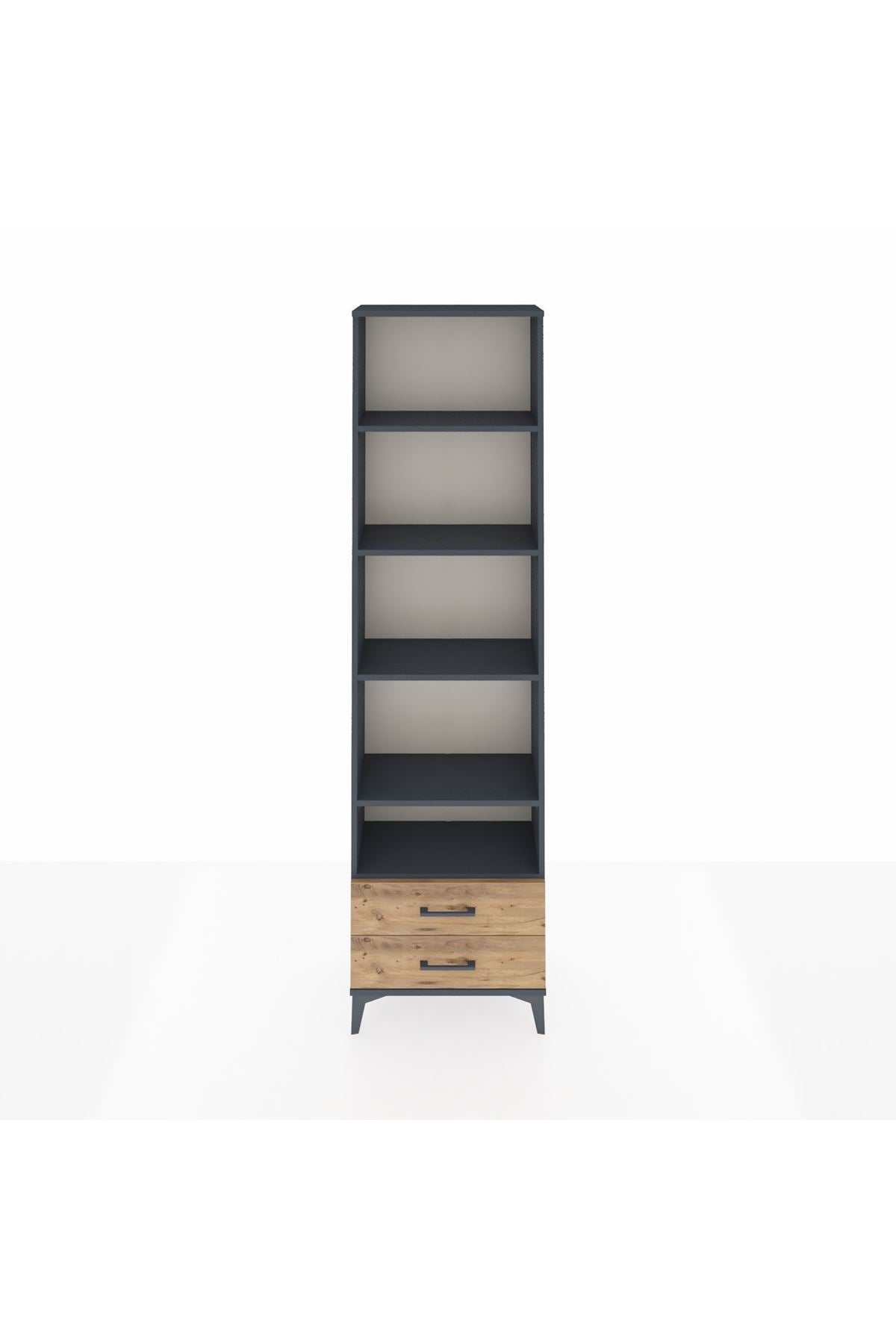 Arges Dolap 5 Raflı 2 Çekmeceli 60x30x221 Antrasit-Çam