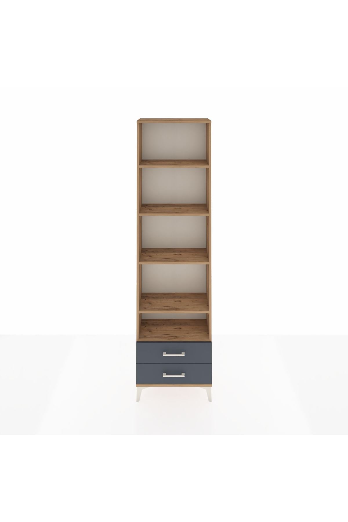 Arges Dolap 5 Raflı 2 Çekmeceli 60x30x221 Çam-Antrasit