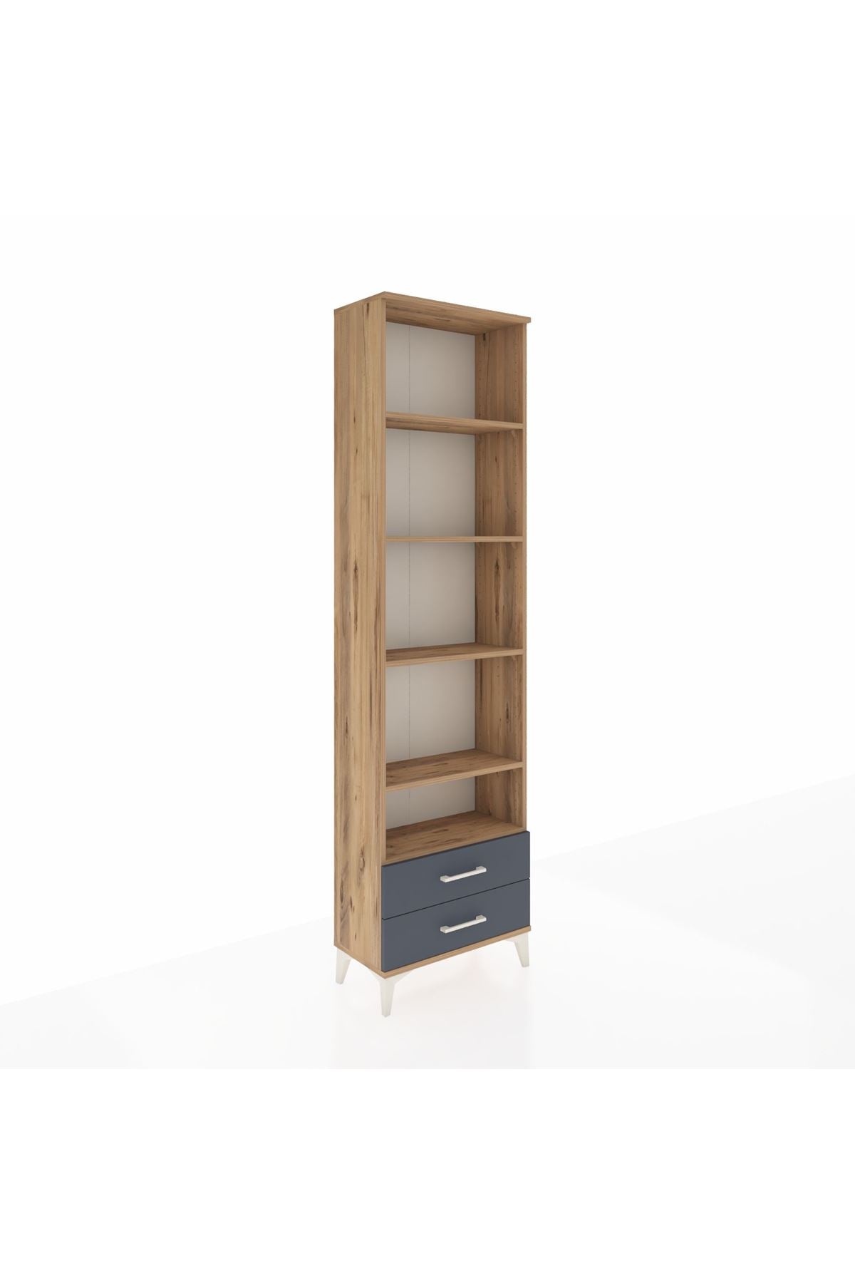 Arges Dolap 5 Raflı 2 Çekmeceli 60x30x221 Çam-Antrasit