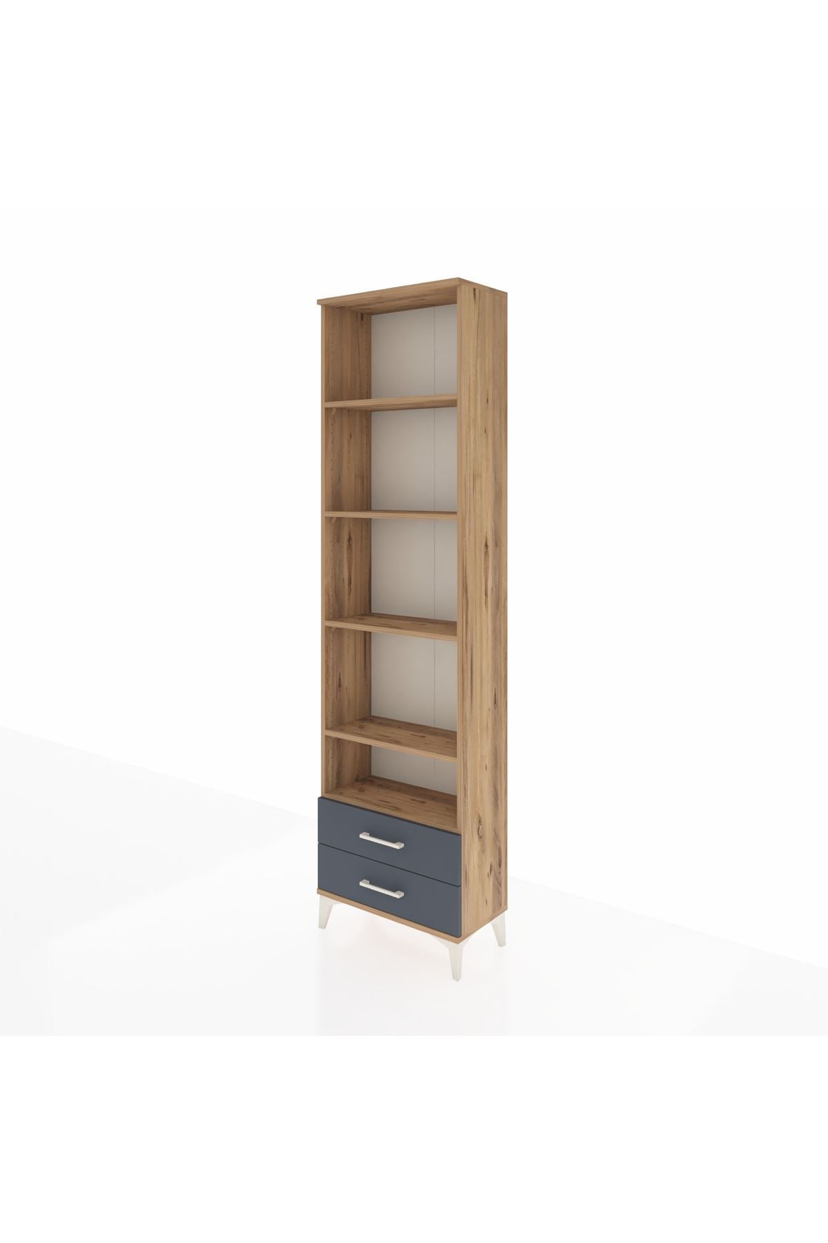 Arges Dolap 5 Raflı 2 Çekmeceli 60x30x221 Çam-Antrasit