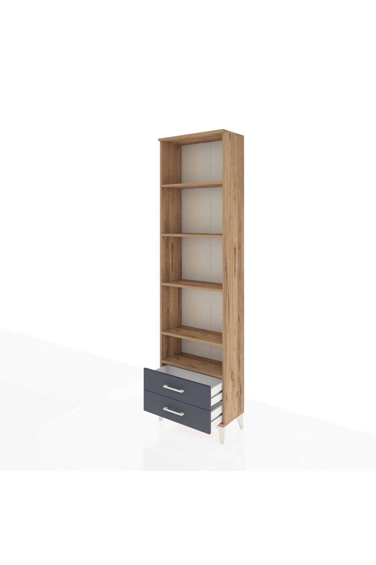 Arges Dolap 5 Raflı 2 Çekmeceli 60x30x221 Çam-Antrasit