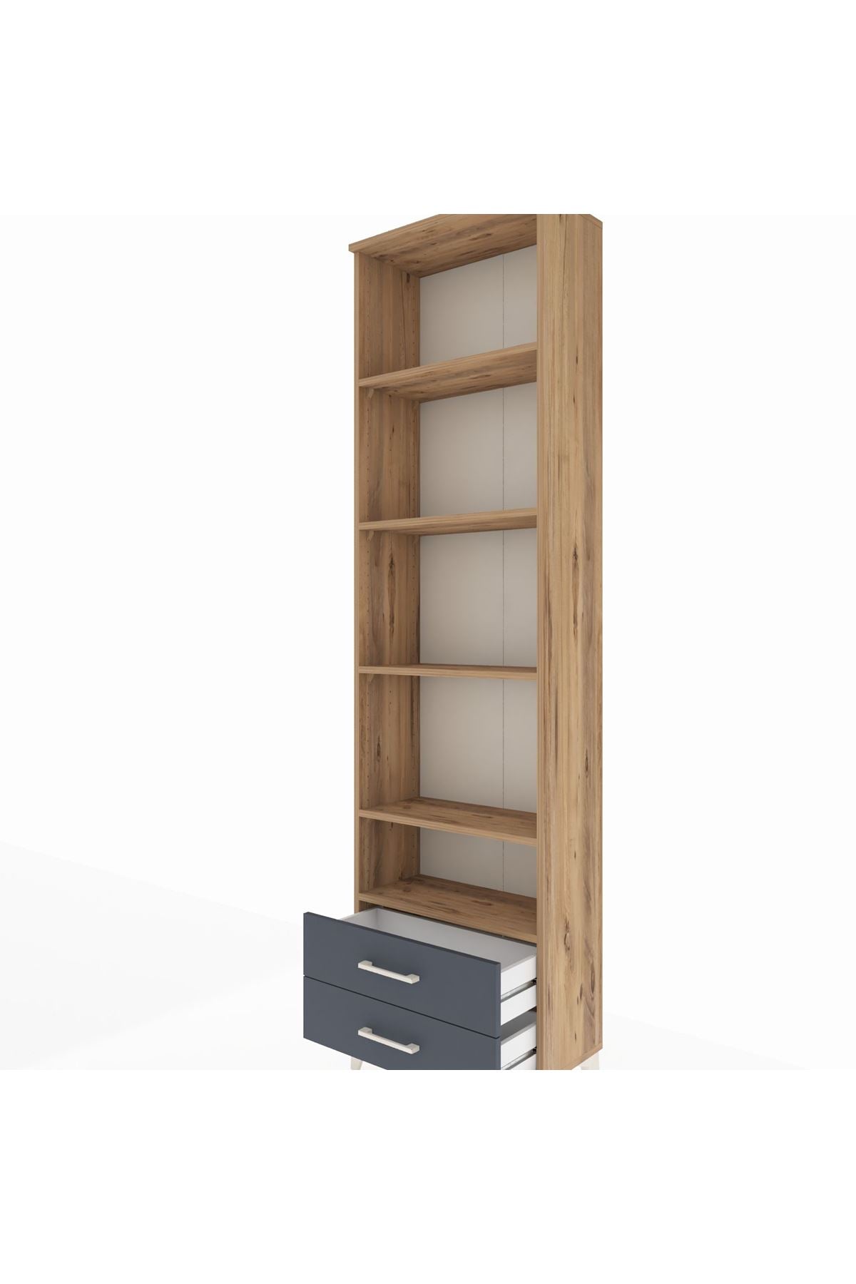 Arges Dolap 5 Raflı 2 Çekmeceli 60x30x221 Çam-Antrasit