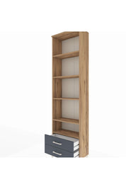 Arges Dolap 5 Raflı 2 Çekmeceli 60x30x221 Çam-Antrasit