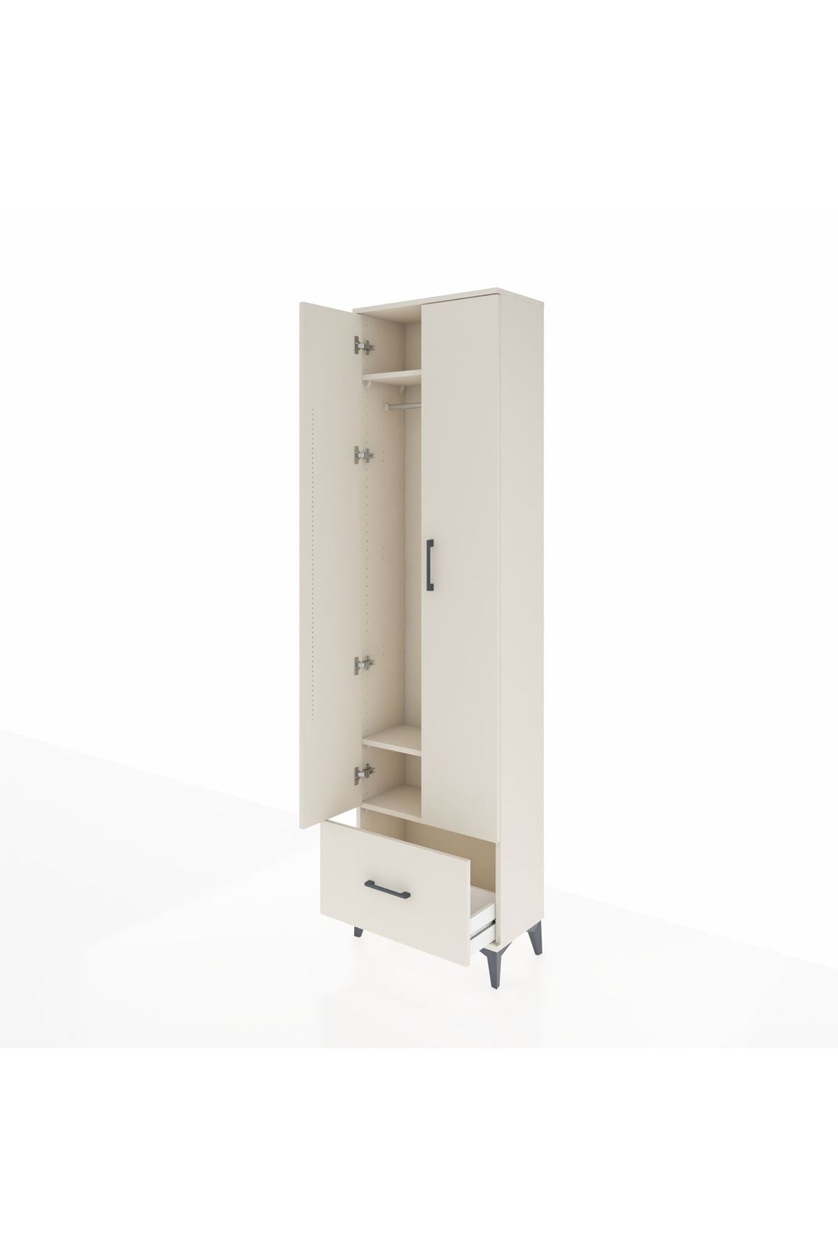 Arges Dolap 3 Raflı Tek Çekmeceli Tek Askılı 60x30x221 Aytaşı-Aytaşı