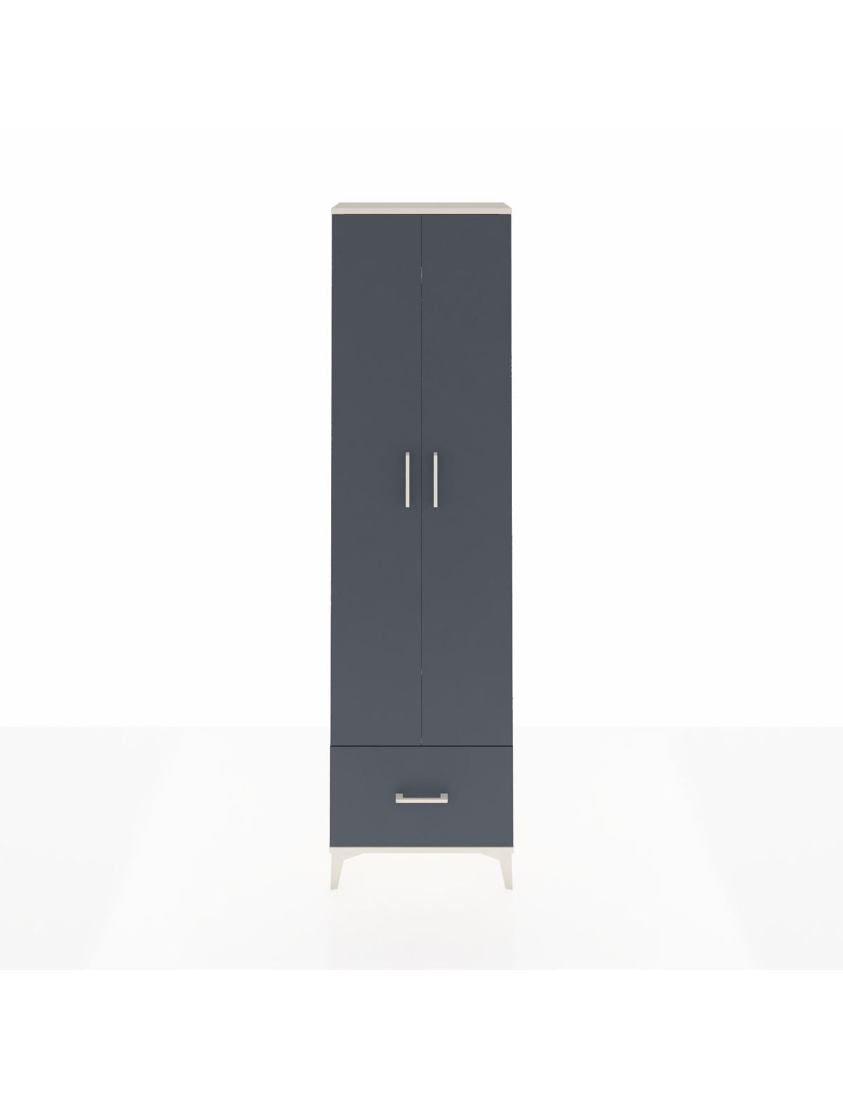 Arges Dolap 3 Raflı Tek Çekmeceli Tek Askılı 60x30x221 Aytaşı-Antrasit