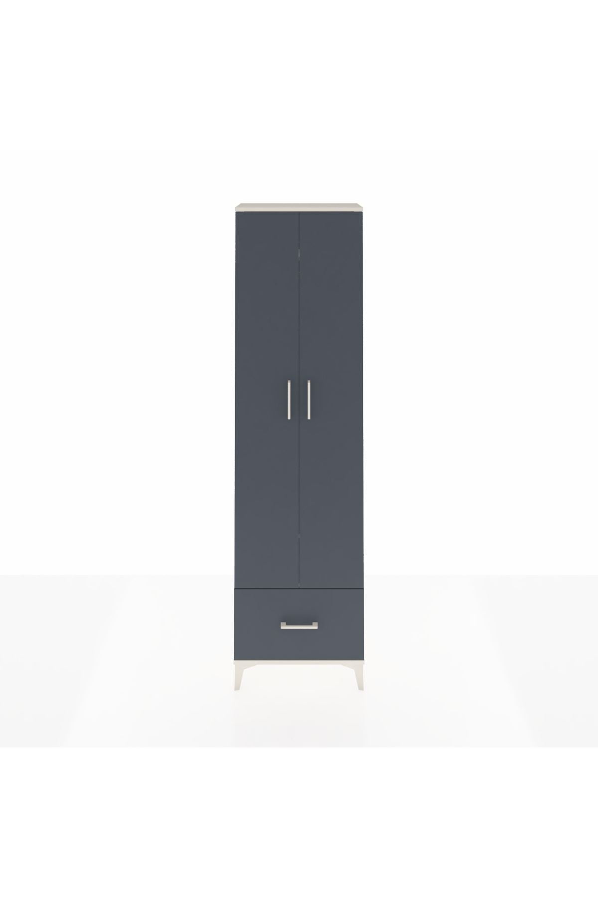 Arges Dolap 3 Raflı Tek Çekmeceli Tek Askılı 60x30x221 Aytaşı-Antrasit