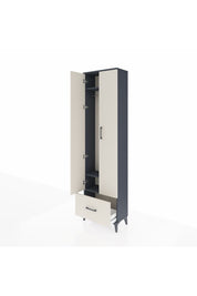 Arges Dolap 3 Raflı Tek Çekmeceli Tek Askılı 60x30x221 Antrasit-Aytaşı