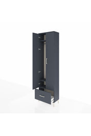 Arges Dolap 3 Raflı Tek Çekmeceli Tek Askılı 60x30x221 Antrasit-Antrasit