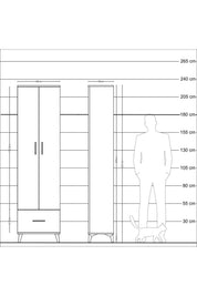 Arges Dolap 3 Raflı Tek Çekmeceli Tek Askılı 60x30x221 Çam-Antrasit