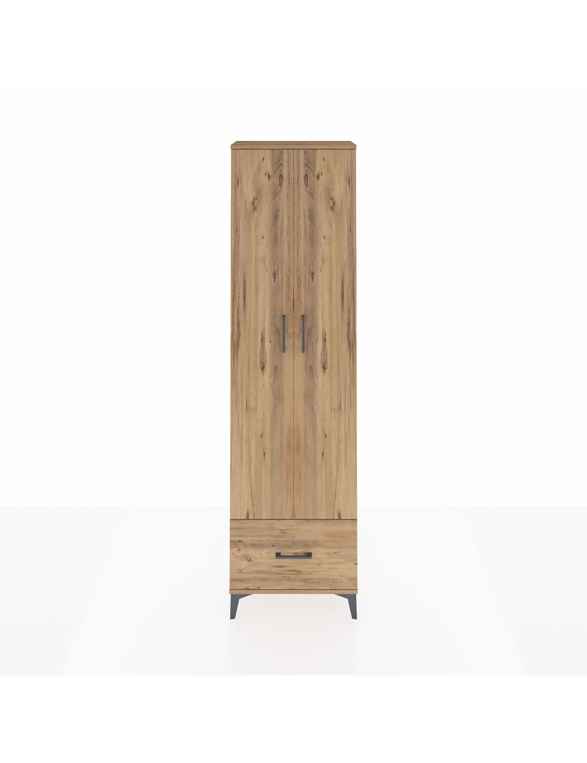 Arges Dolap 3 Raflı Tek Çekmeceli Tek Askılı 60x30x221 Çam-Çam