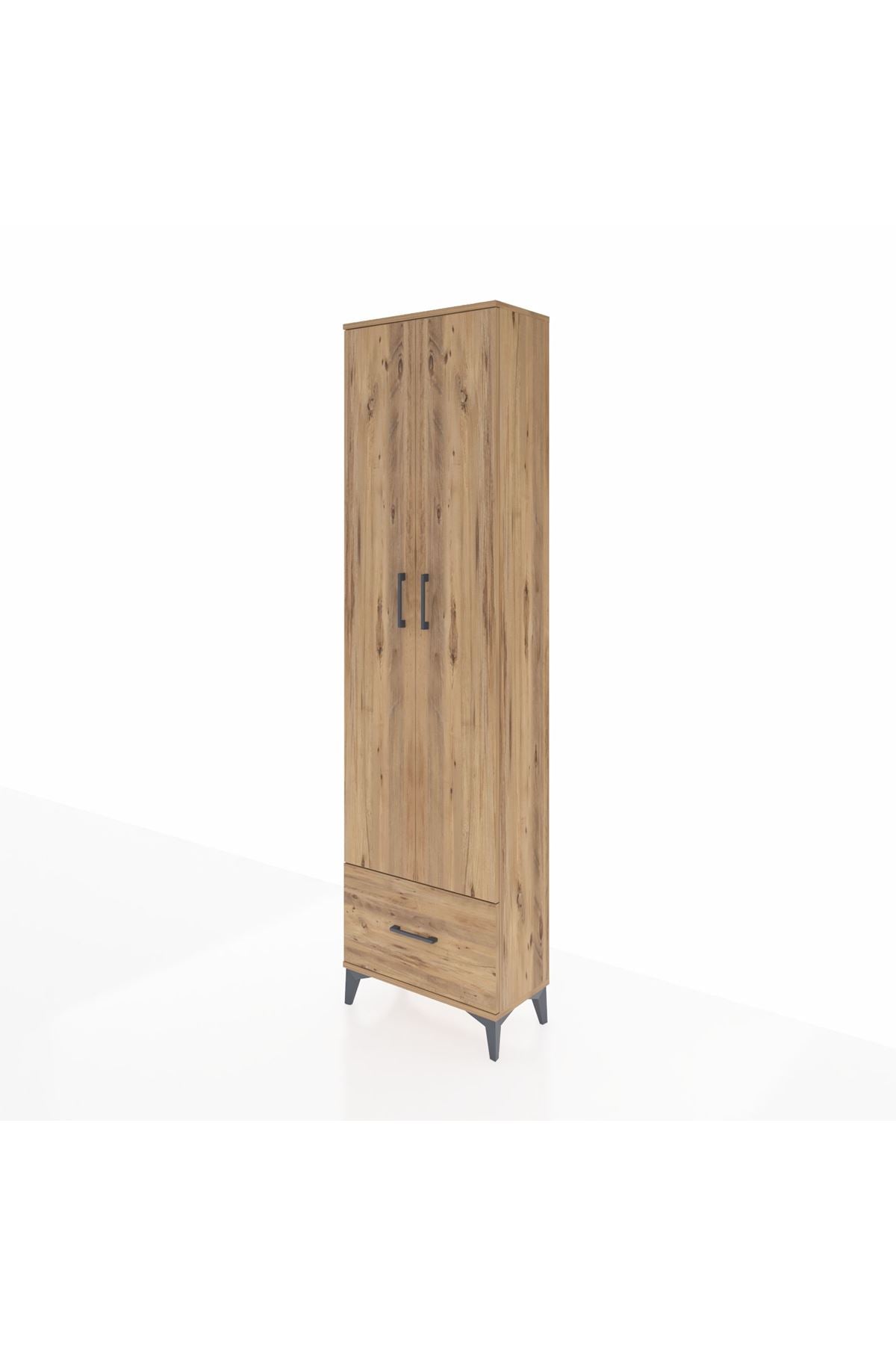 Arges Dolap 3 Raflı Tek Çekmeceli Tek Askılı 60x30x221 Çam-Çam