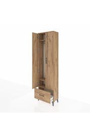 Arges Dolap 3 Raflı Tek Çekmeceli Tek Askılı 60x30x221 Çam-Çam