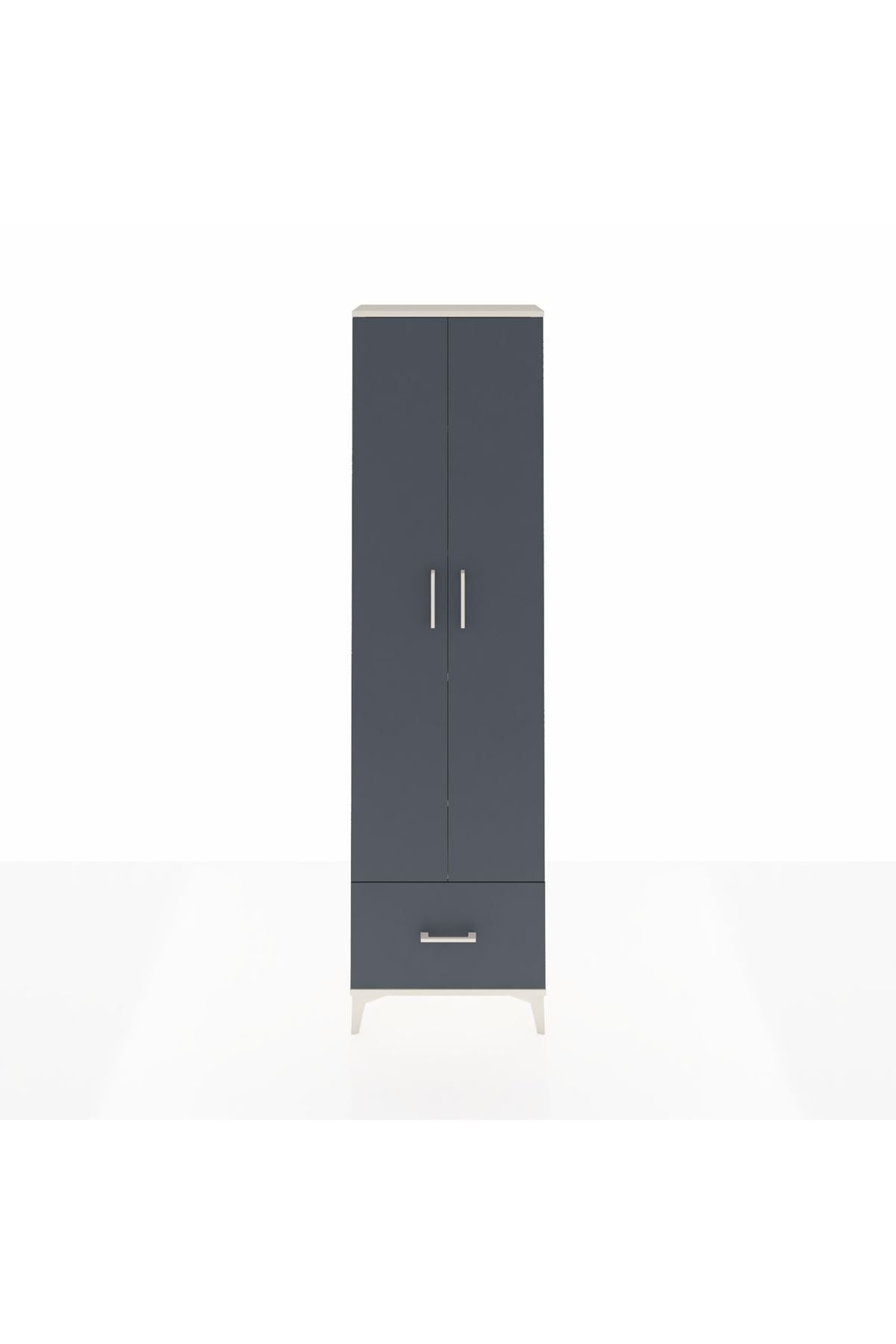 Arges Dolap 5 Raflı Tek Çekmeceli 2 Kapaklı 60x30x221 Aytaşı-Antrasit