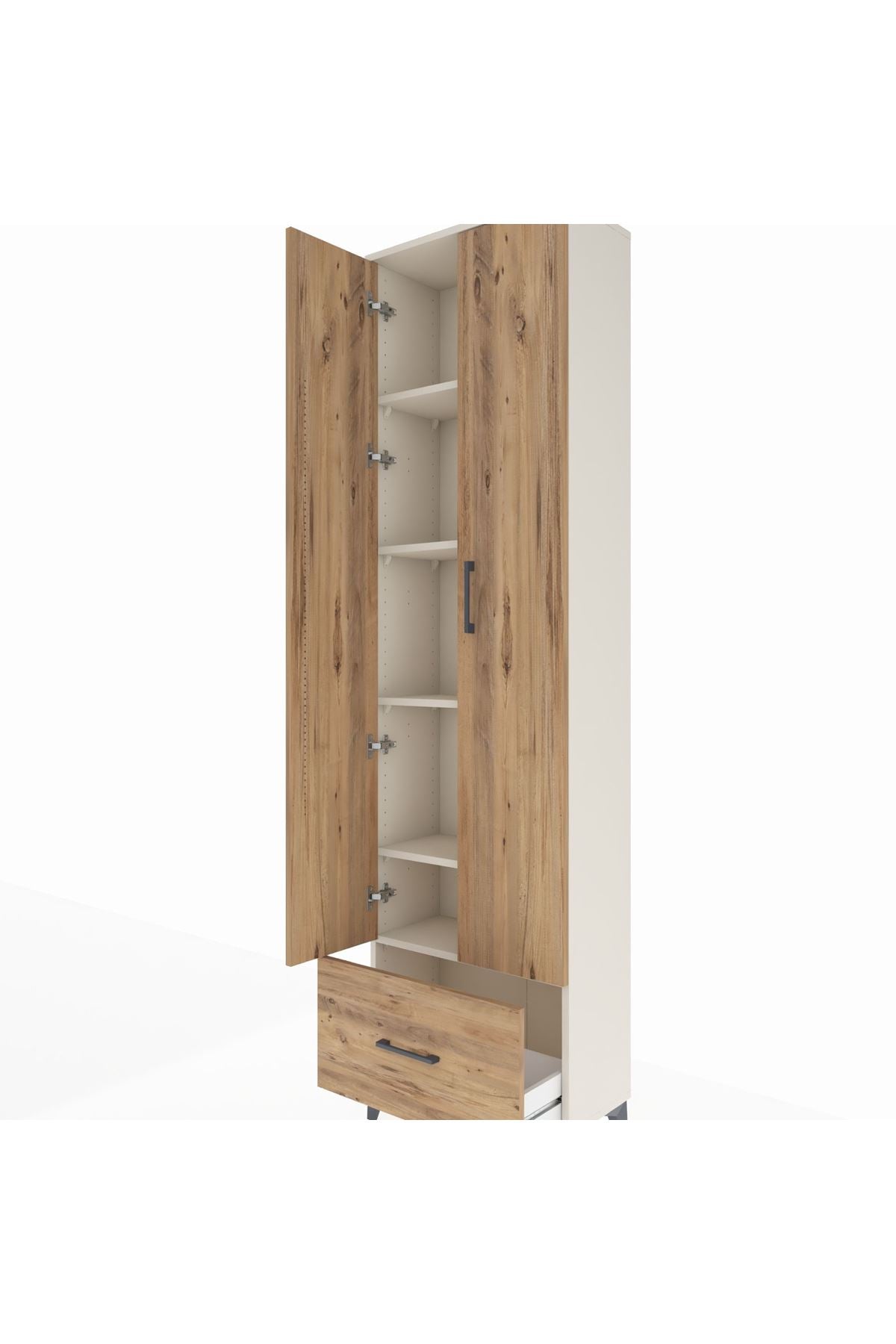 Arges Dolap 5 Raflı Tek Çekmeceli 2 Kapaklı 60x30x221 Aytaşı-Çam