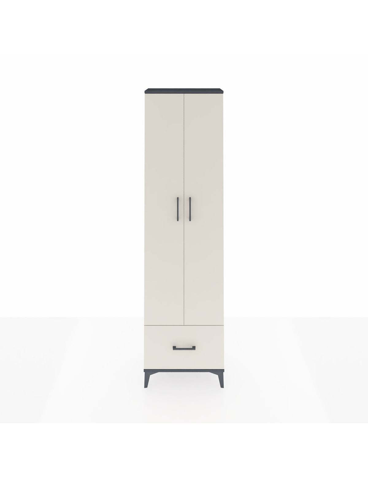 Arges Dolap 5 Raflı Tek Çekmeceli 2 Kapaklı 60x30x221 Antrasit-Aytaşı