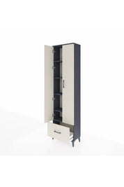 Arges Dolap 5 Raflı Tek Çekmeceli 2 Kapaklı 60x30x221 Antrasit-Aytaşı