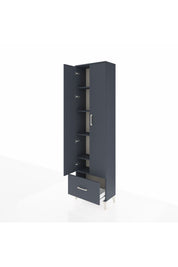 Arges Dolap 5 Raflı Tek Çekmeceli 2 Kapaklı 60x30x221 Antrasit-Antrasit