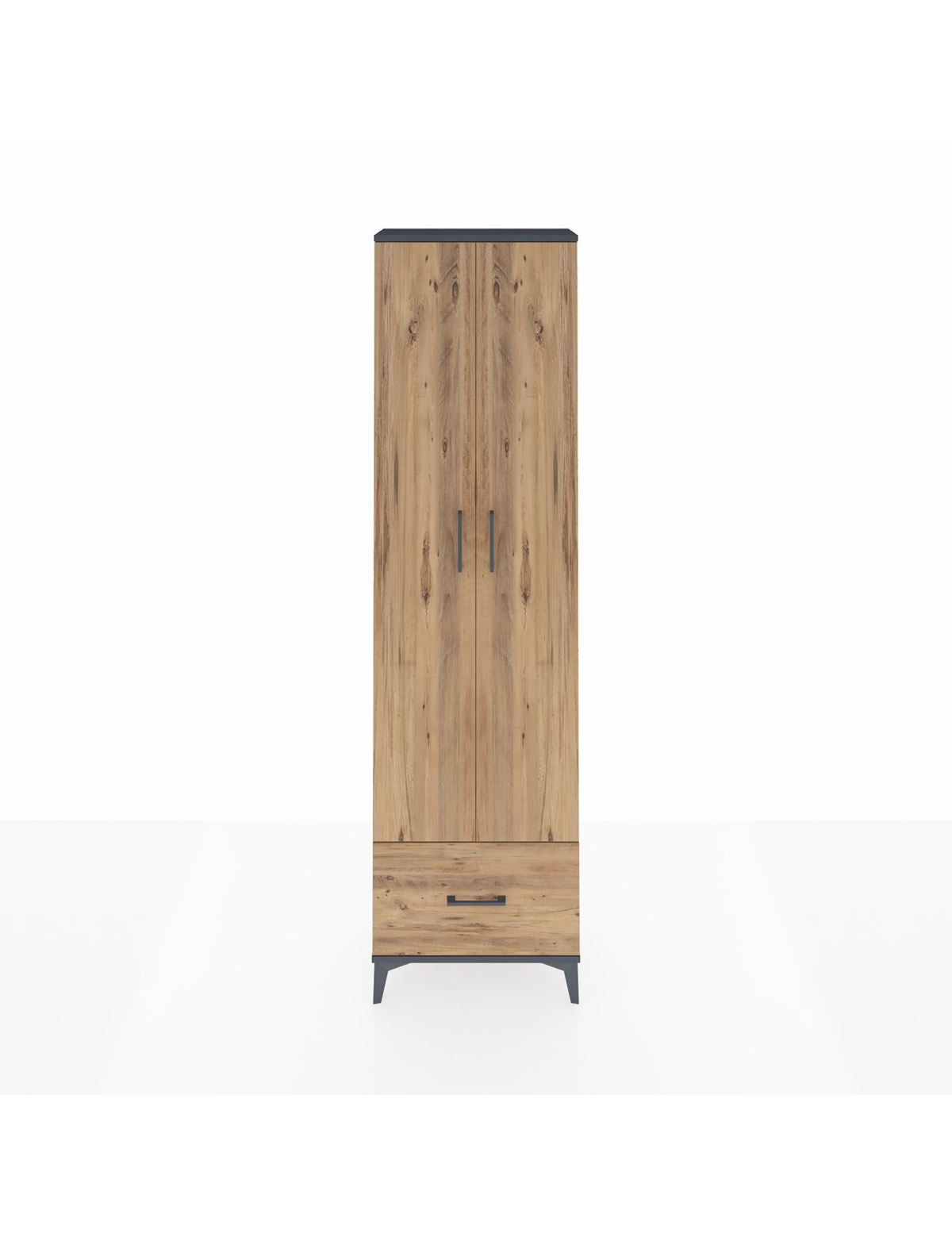 Arges Dolap 5 Raflı Tek Çekmeceli 2 Kapaklı 60x30x221 Antrasit-Çam