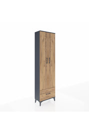 Arges Dolap 5 Raflı Tek Çekmeceli 2 Kapaklı 60x30x221 Antrasit-Çam