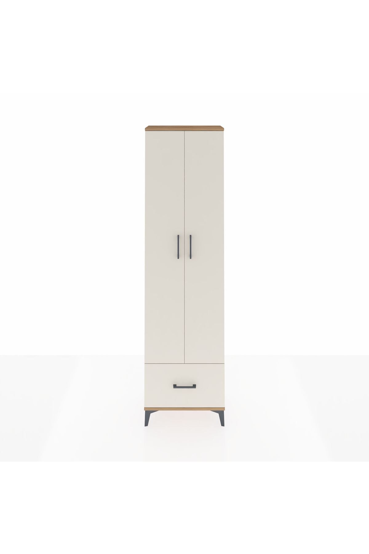 Arges Dolap 5 Raflı Tek Çekmeceli 2 Kapaklı 60x30x221 Çam-Aytaşı