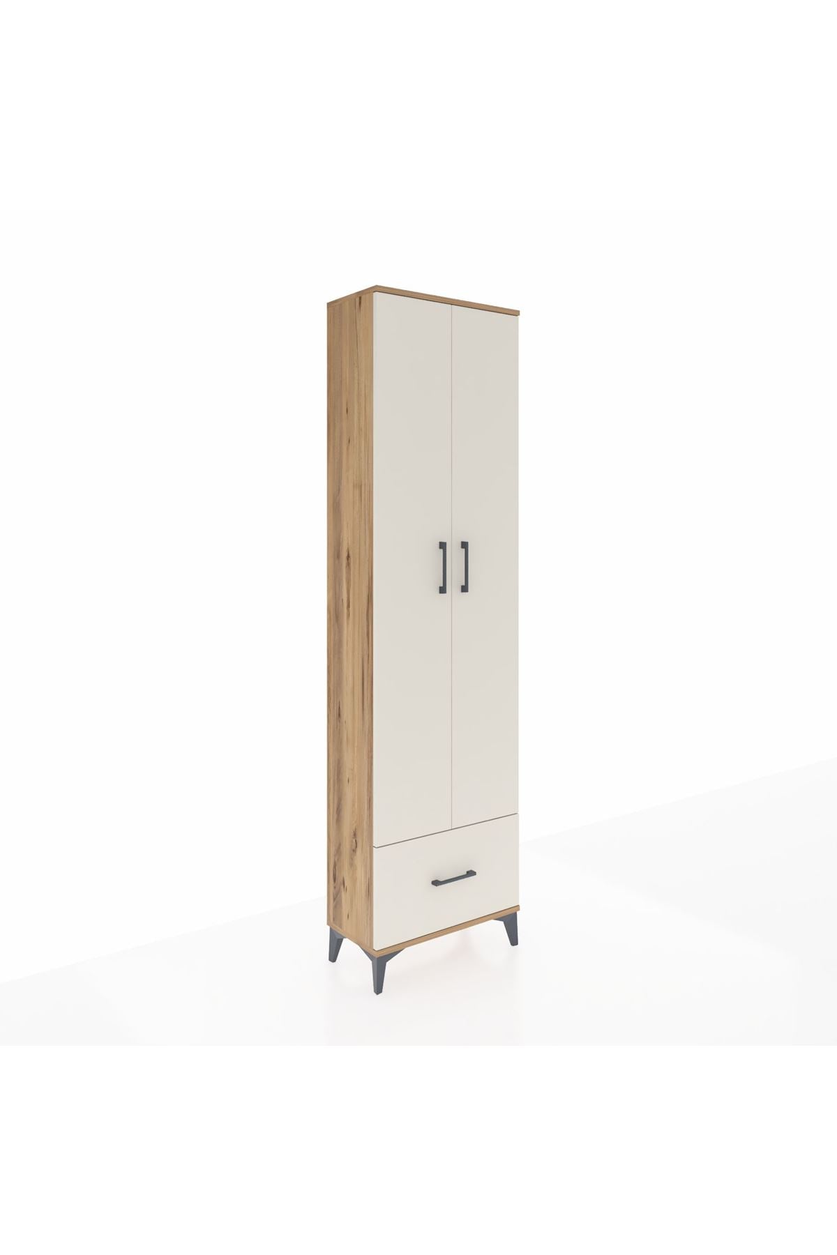 Arges Dolap 5 Raflı Tek Çekmeceli 2 Kapaklı 60x30x221 Çam-Aytaşı