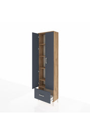 Arges Dolap 5 Raflı Tek Çekmeceli 2 Kapaklı 60x30x221 Çam-Antrasit