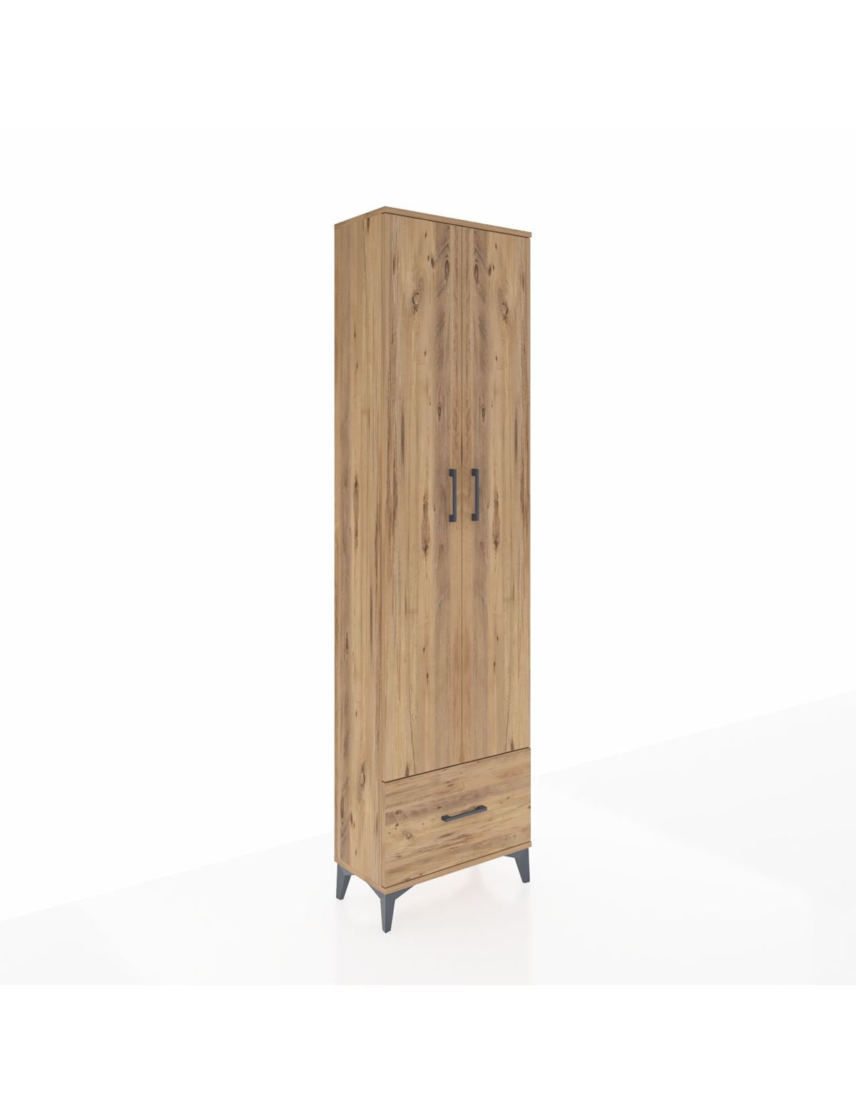 Arges Dolap 5 Raflı Tek Çekmeceli 2 Kapaklı 60x30x221 Çam-Çam