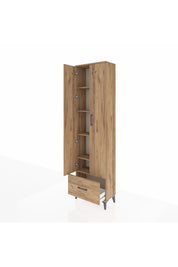 Arges Dolap 5 Raflı Tek Çekmeceli 2 Kapaklı 60x30x221 Çam-Çam