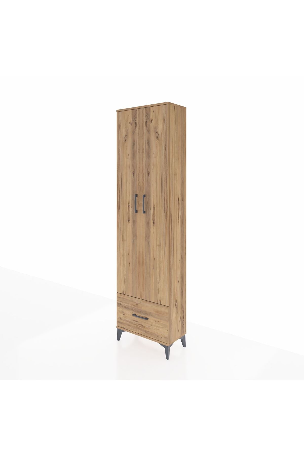 Arges Dolap 5 Raflı Tek Çekmeceli 2 Kapaklı 60x30x221 Çam-Çam