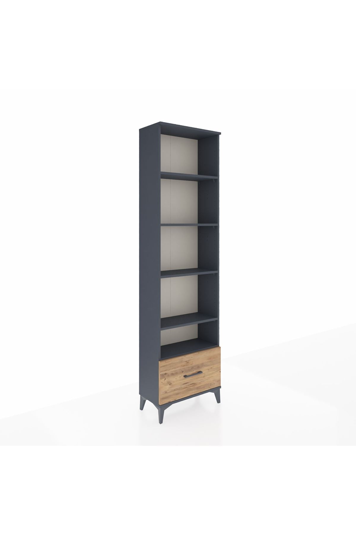 Arges Dolap 5 Raflı Tek Çekmeceli 60x30x221 Antrasit-Çam