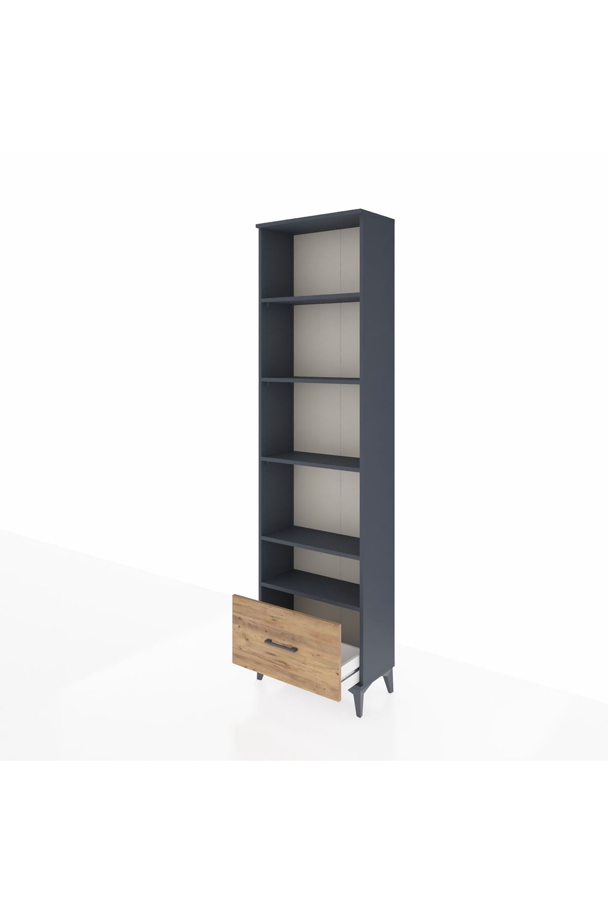 Arges Dolap 5 Raflı Tek Çekmeceli 60x30x221 Antrasit-Çam