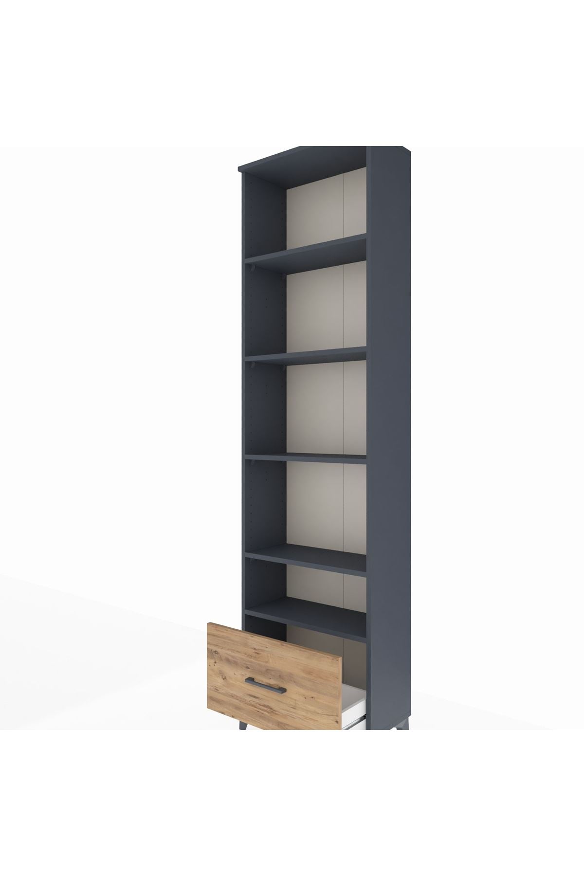 Arges Dolap 5 Raflı Tek Çekmeceli 60x30x221 Antrasit-Çam