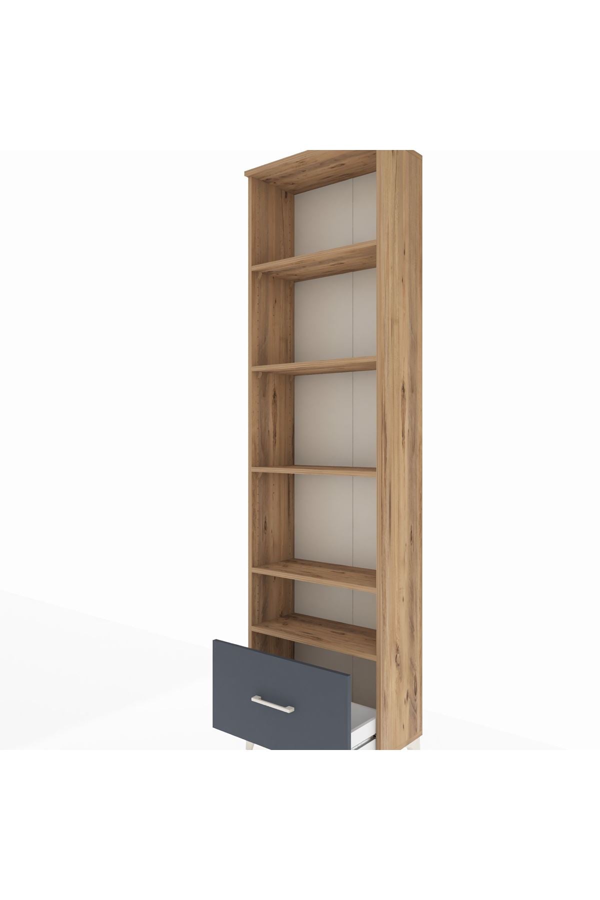 Arges Dolap 5 Raflı Tek Çekmeceli 60x30x221 Çam-Antrasit