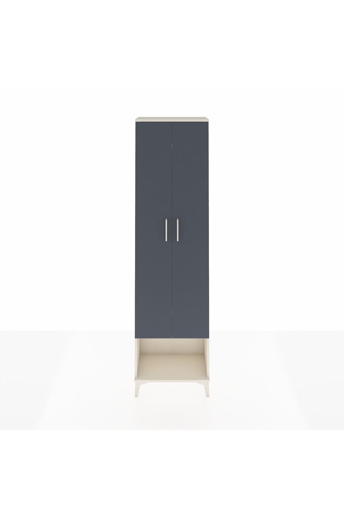 Arges Dolap 3 Raflı 2 Kapaklı Tek Askılı 60x30x221 Aytaşı-Antrasit