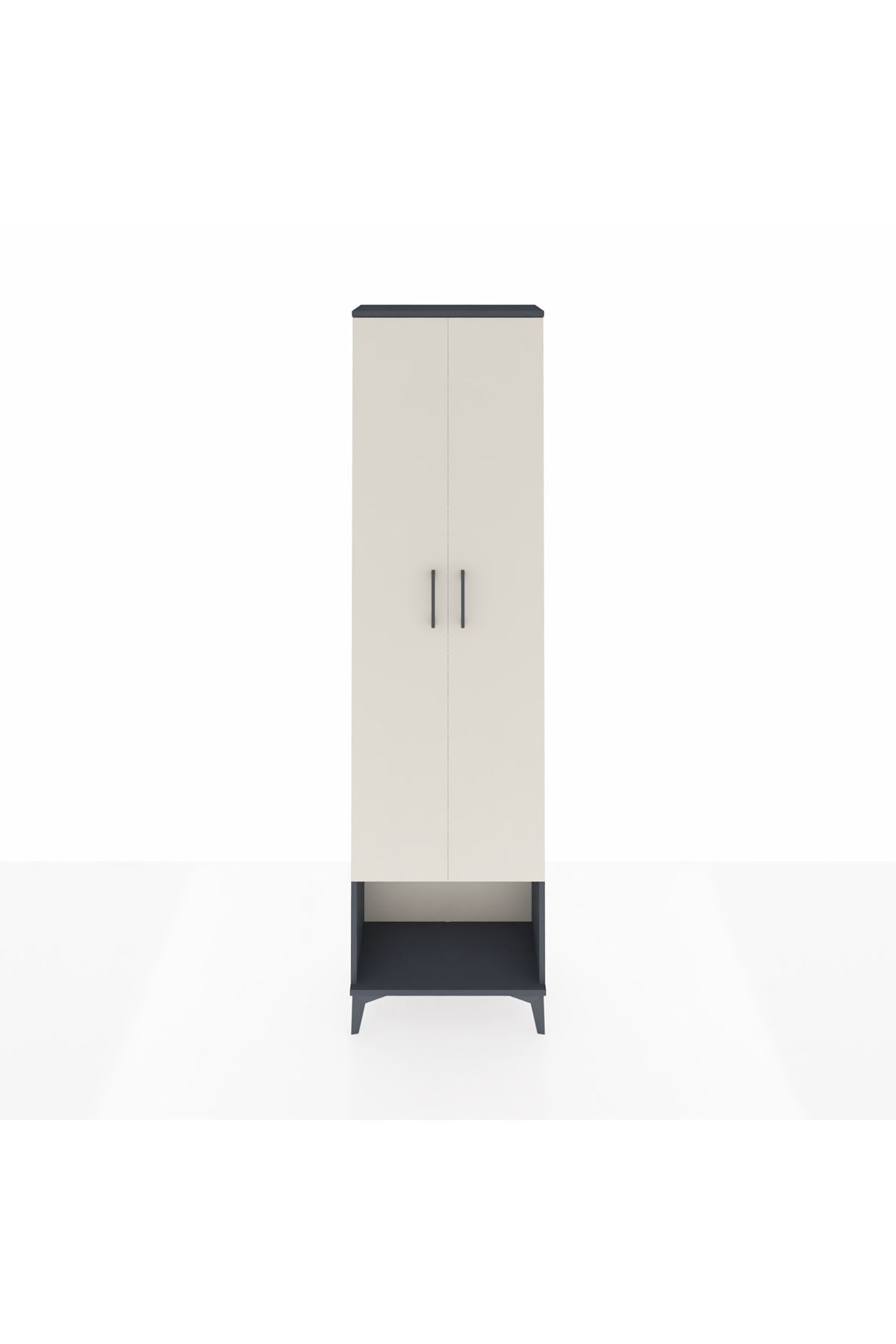 Arges Dolap 3 Raflı 2 Kapaklı Tek Askılı 60x30x221 Antrasit-Aytaşı