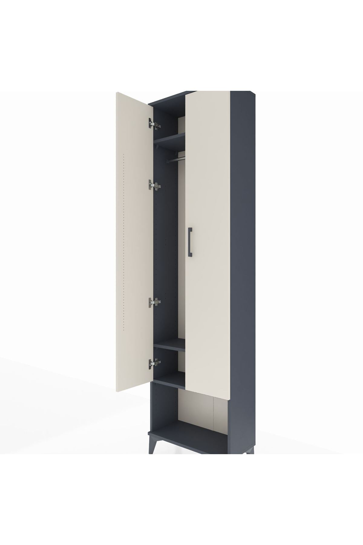 Arges Dolap 3 Raflı 2 Kapaklı Tek Askılı 60x30x221 Antrasit-Aytaşı