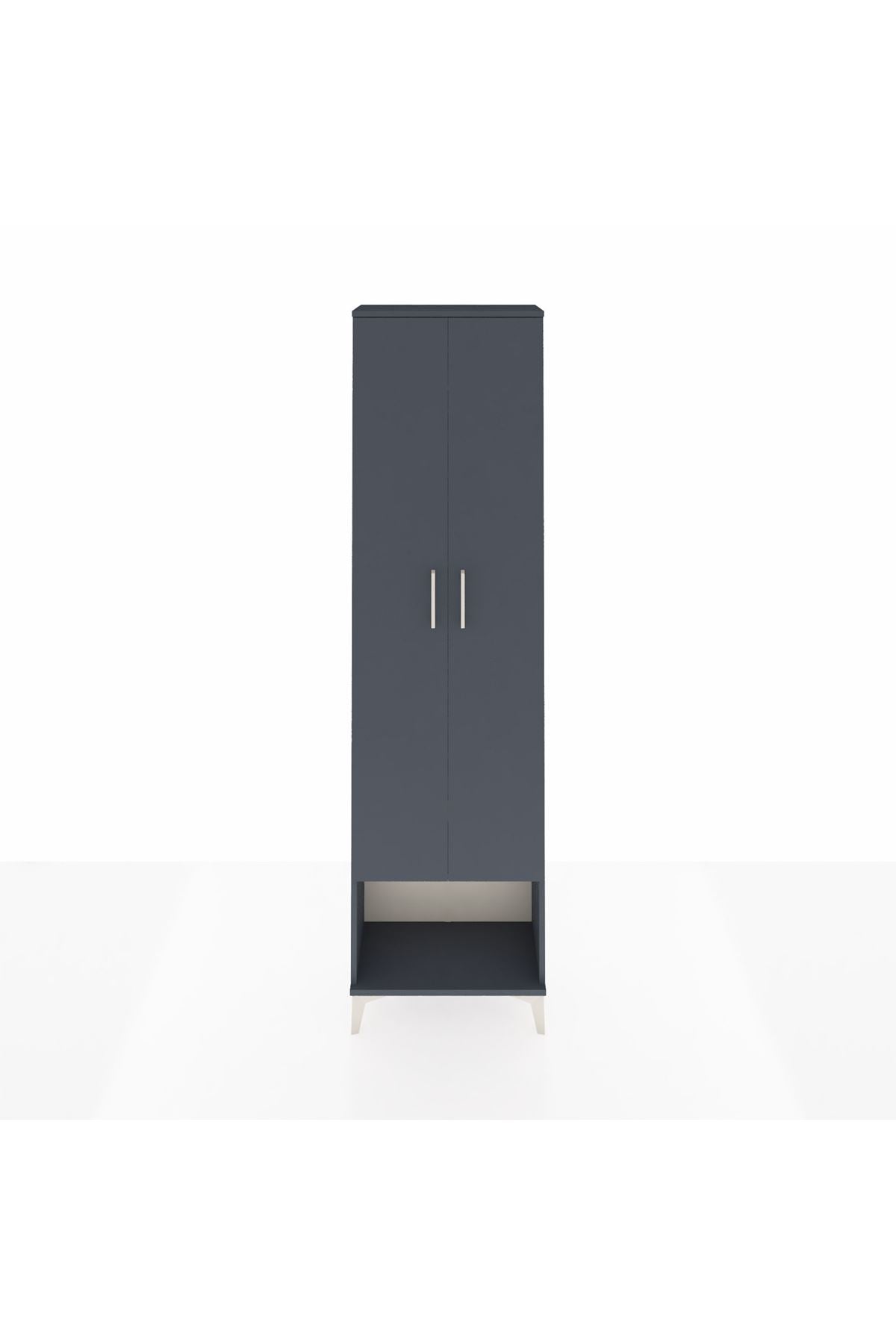 Arges Dolap 3 Raflı 2 Kapaklı Tek Askılı 60x30x221 Antrasit-Antrasit