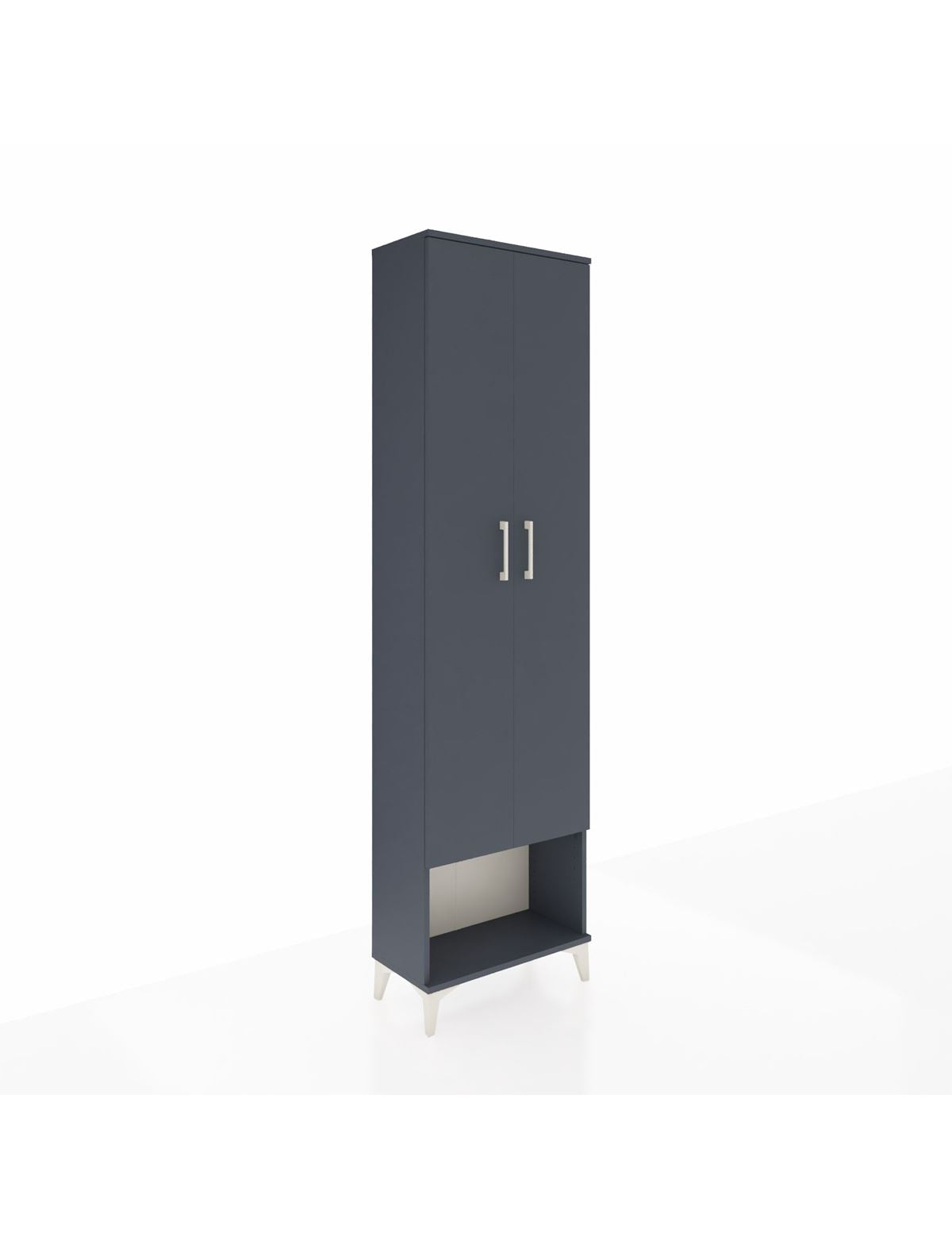 Arges Dolap 3 Raflı 2 Kapaklı Tek Askılı 60x30x221 Antrasit-Antrasit