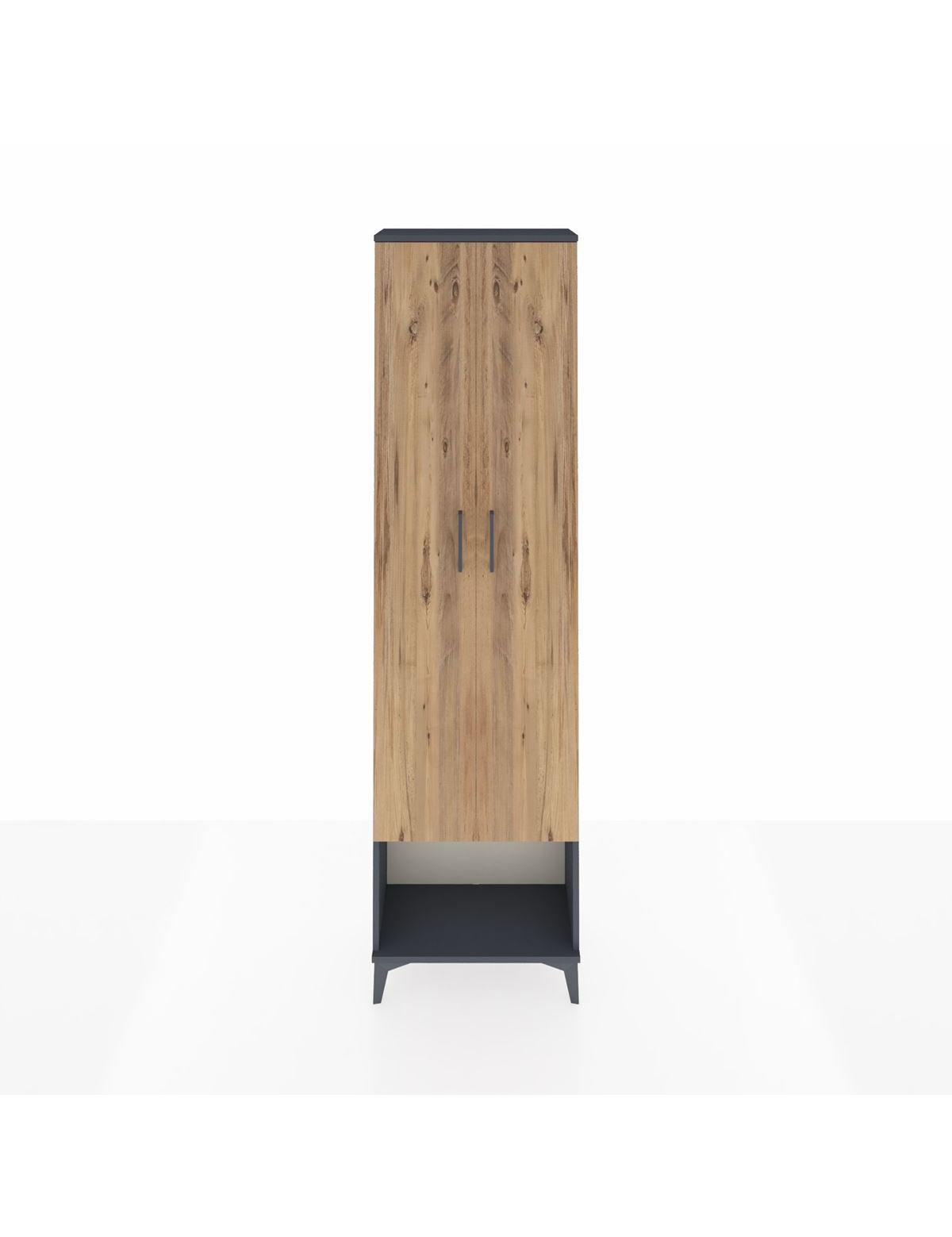 Arges Dolap 3 Raflı 2 Kapaklı Tek Askılı 60x30x221 Antrasit-Çam