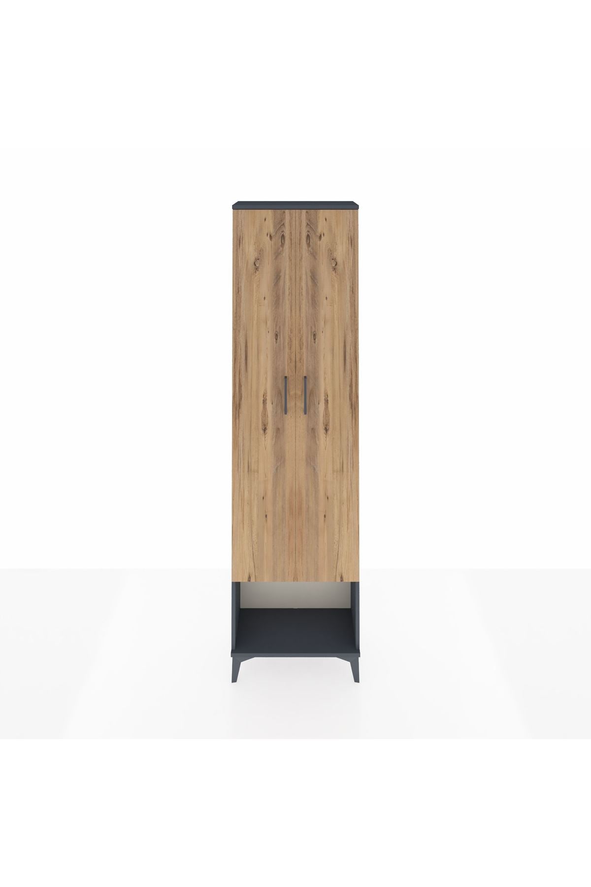 Arges Dolap 3 Raflı 2 Kapaklı Tek Askılı 60x30x221 Antrasit-Çam