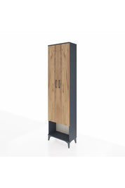 Arges Dolap 3 Raflı 2 Kapaklı Tek Askılı 60x30x221 Antrasit-Çam