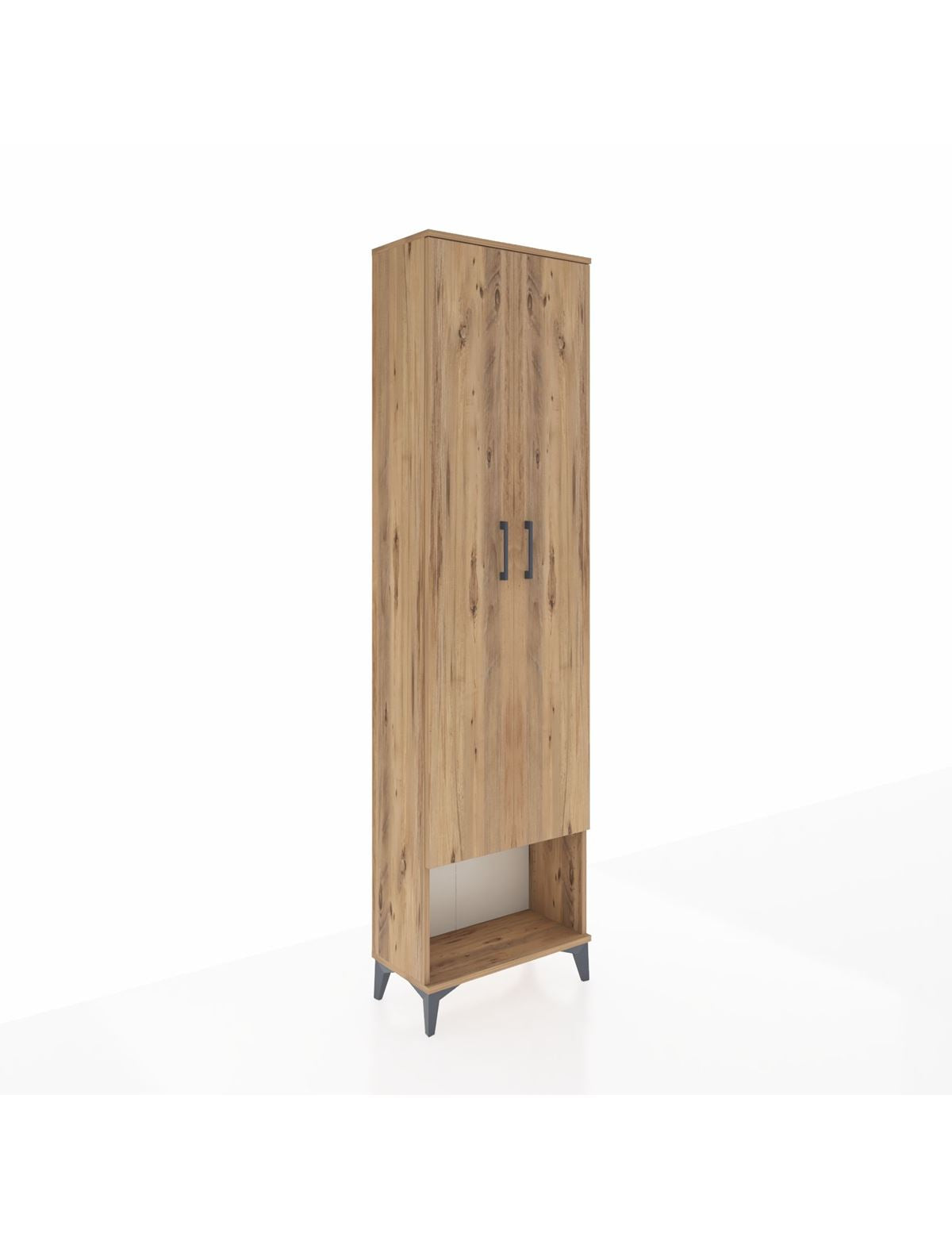 Arges Dolap 3 Raflı 2 Kapaklı Tek Askılı 60x30x221 Çam-Çam