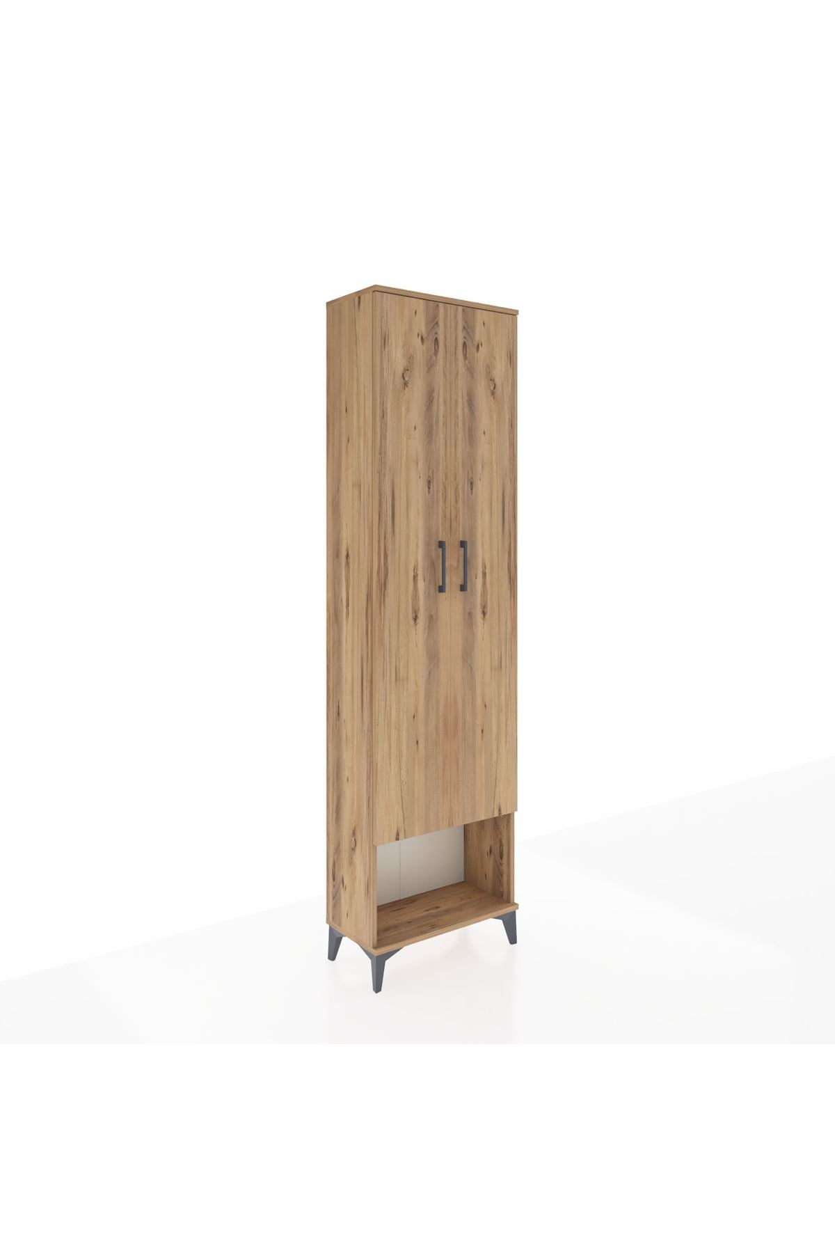 Arges Dolap 3 Raflı 2 Kapaklı Tek Askılı 60x30x221 Çam-Çam