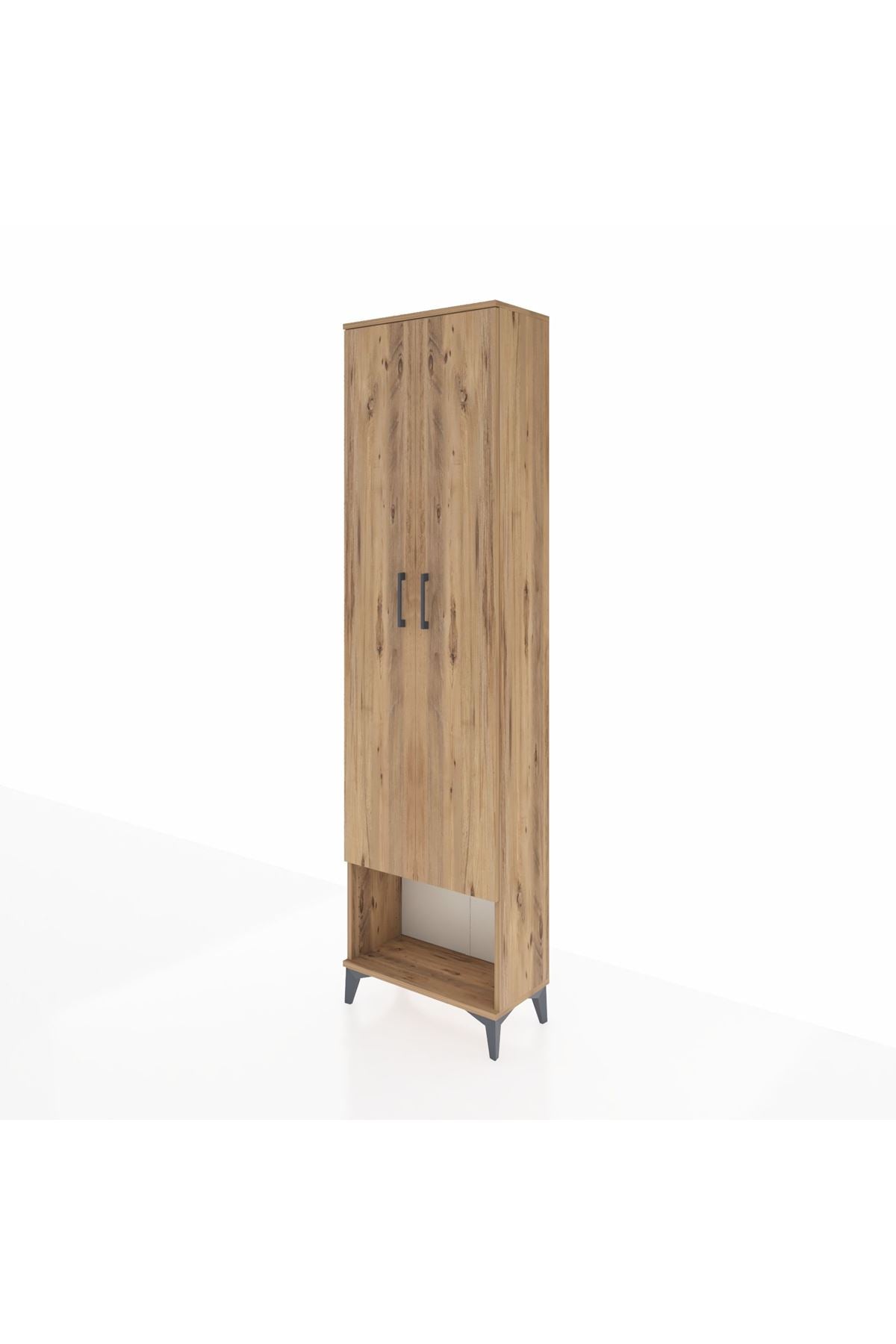 Arges Dolap 3 Raflı 2 Kapaklı Tek Askılı 60x30x221 Çam-Çam