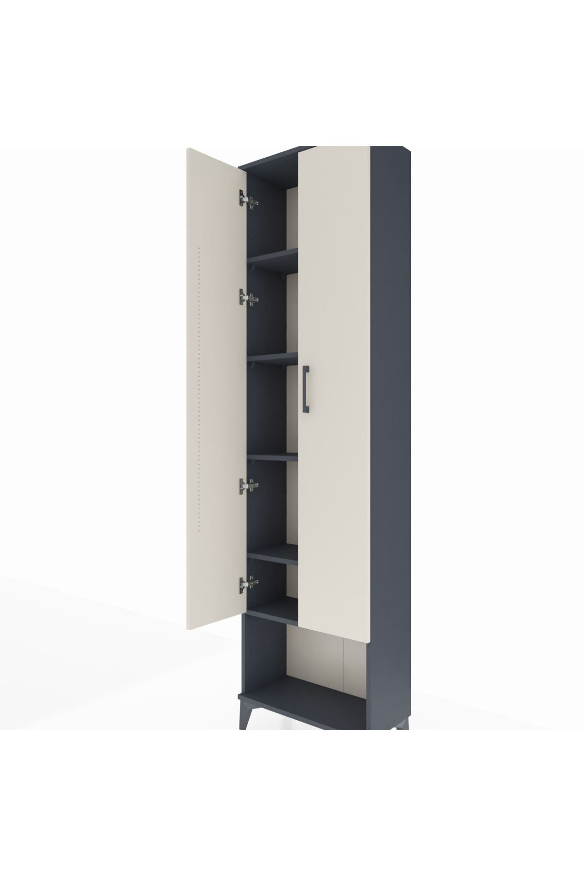 Arges Dolap 5 Raflı 2 Kapaklı 60x30x221 Antrasit-Aytaşı