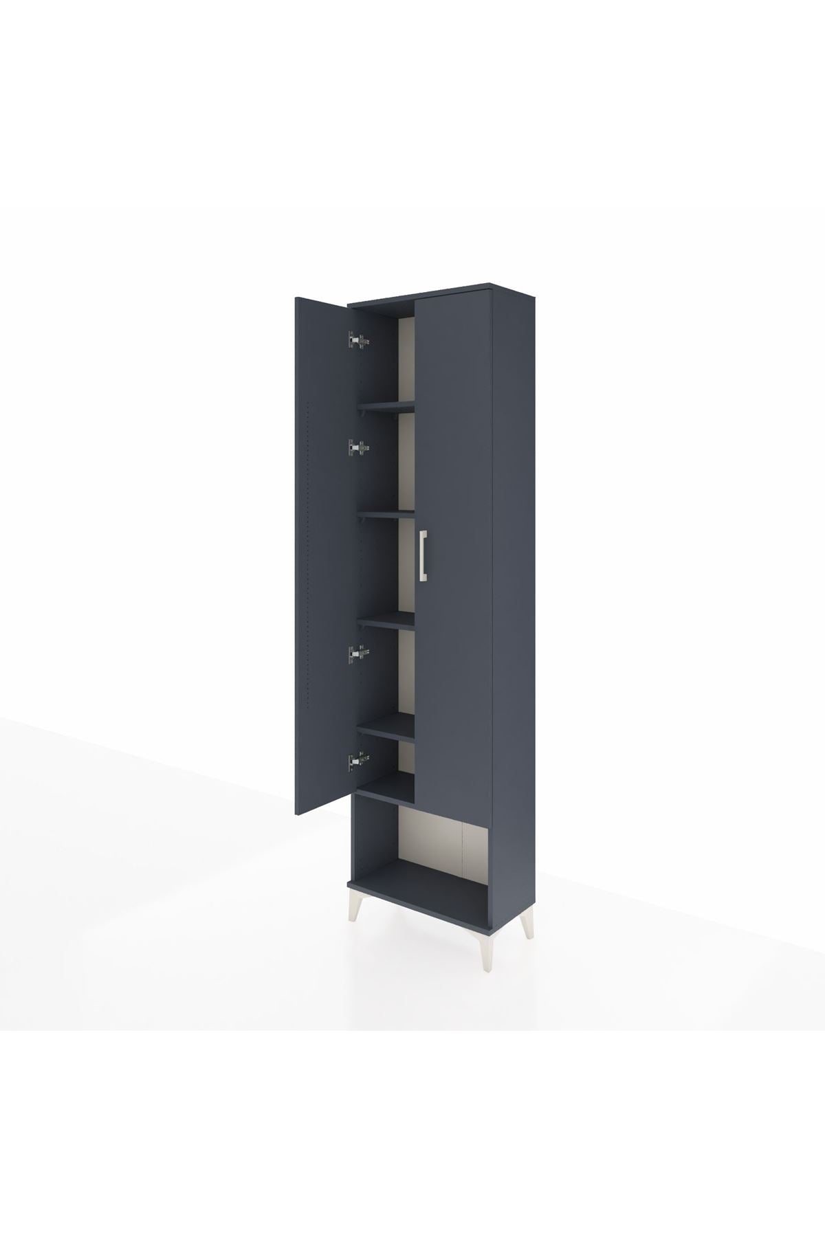 Arges Dolap 5 Raflı 2 Kapaklı 60x30x221 Antrasit-Antrasit