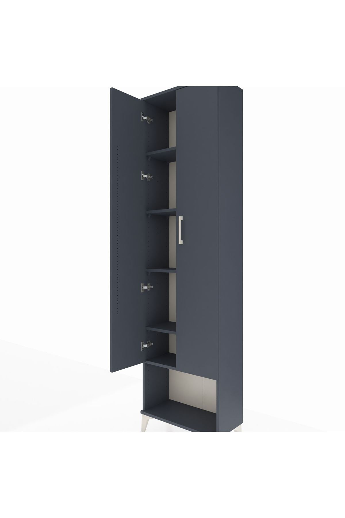 Arges Dolap 5 Raflı 2 Kapaklı 60x30x221 Antrasit-Antrasit