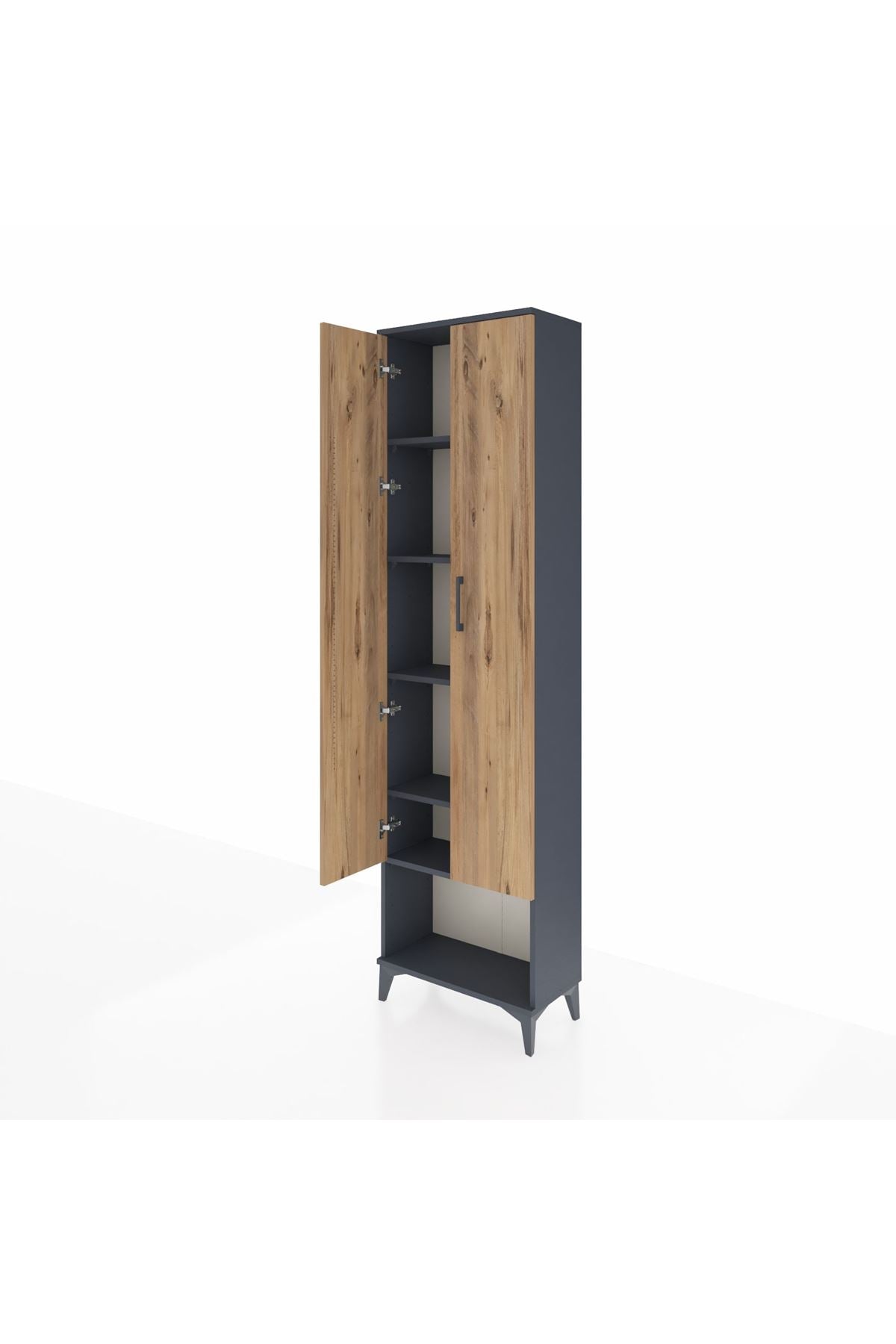 Arges Dolap 5 Raflı 2 Kapaklı 60x30x221 Antrasit-Çam