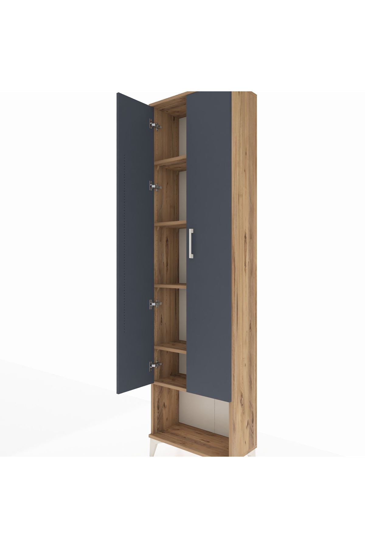 Arges Dolap 5 Raflı 2 Kapaklı 60x30x221 Çam-Antrasit