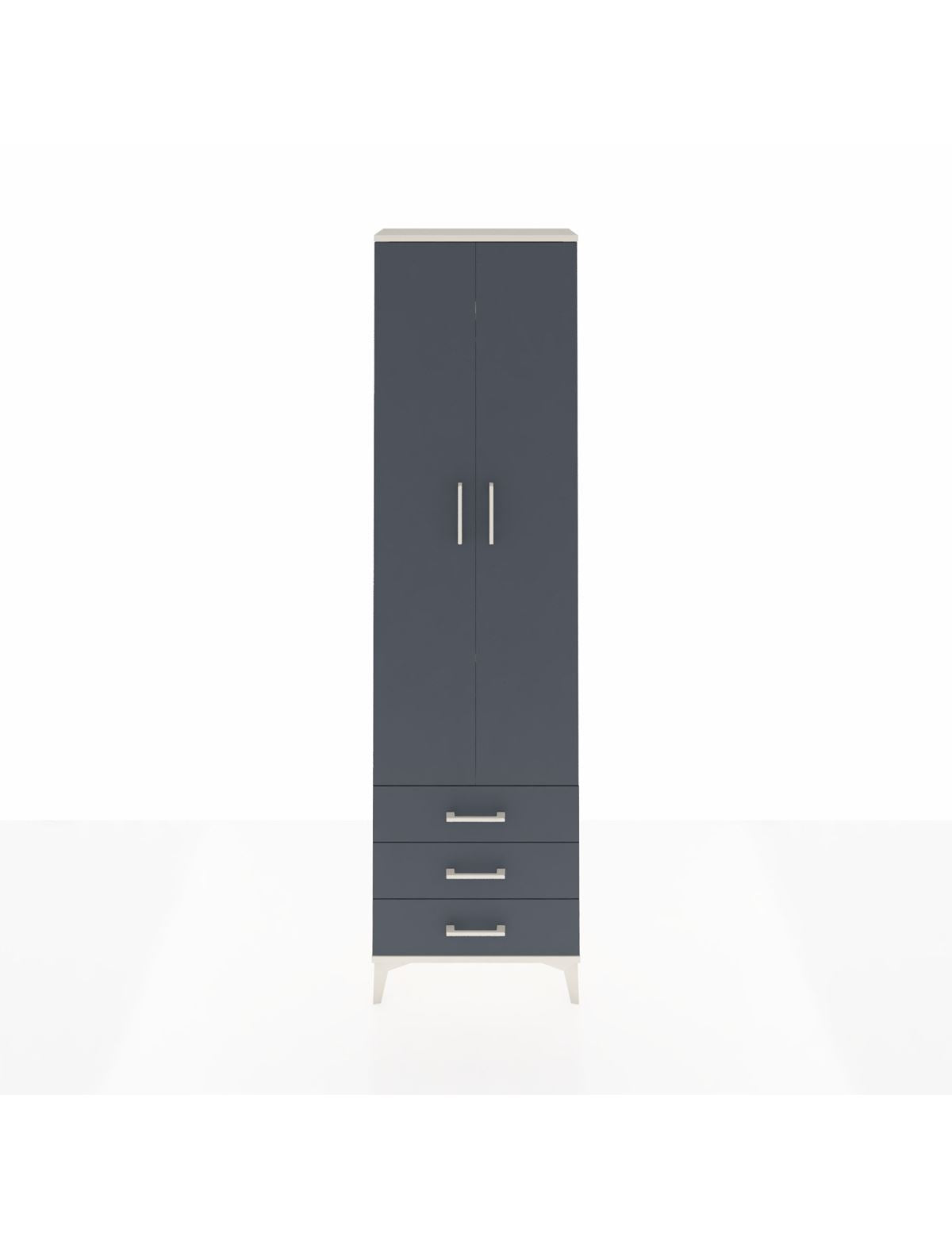 Arges Dolap 3 Raflı 3 Çekmeceli Tek Askılı 60x30x221 Aytaşı-Antrasit